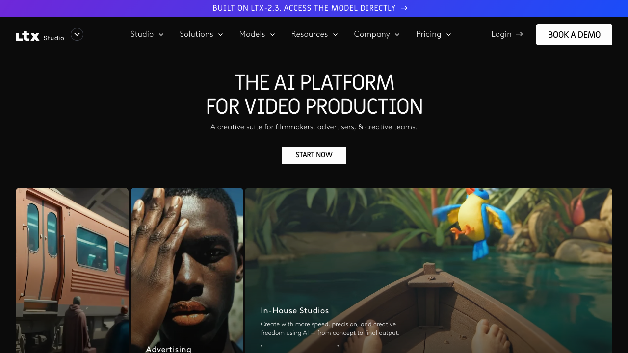 LTX Studio website first screen screenshot