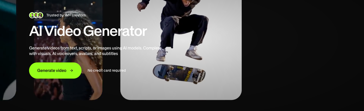 VEED AI Video Generator website first screen screenshot